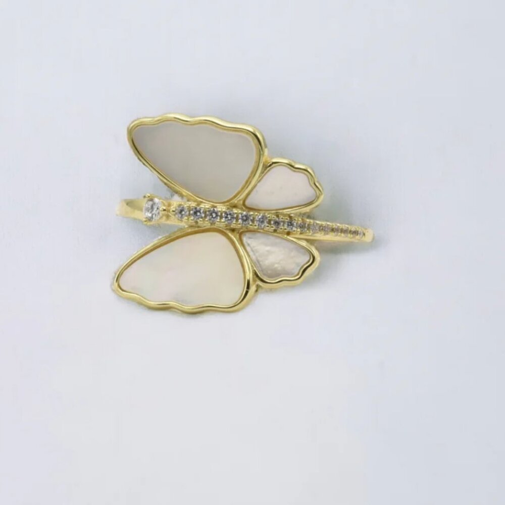 Beautiful Pave Outlined Stone Butterfly Ring | Sparkling Size 9